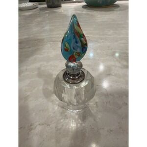 Two's Company Va Bene Murano Style Glass Perfume Bottle with Teardrop Stopper